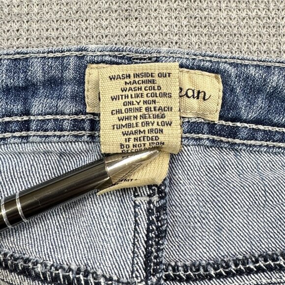 Earl Jean Womens 12 Blue Denim Straight Leg Jeans Mid Rise Embellished Pockets - Picture 13 of 14